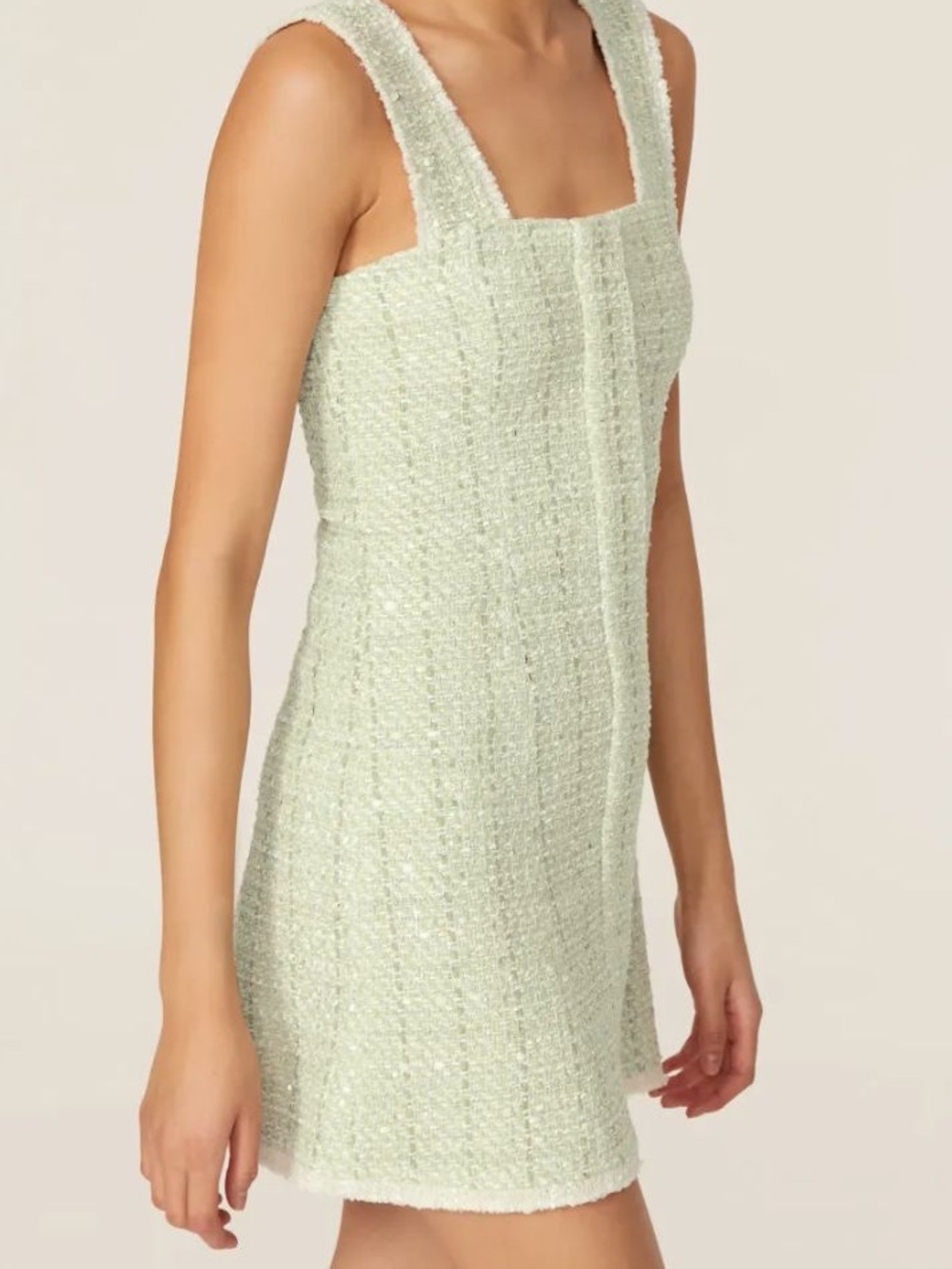 Make Shiny Green Tweed Dress
